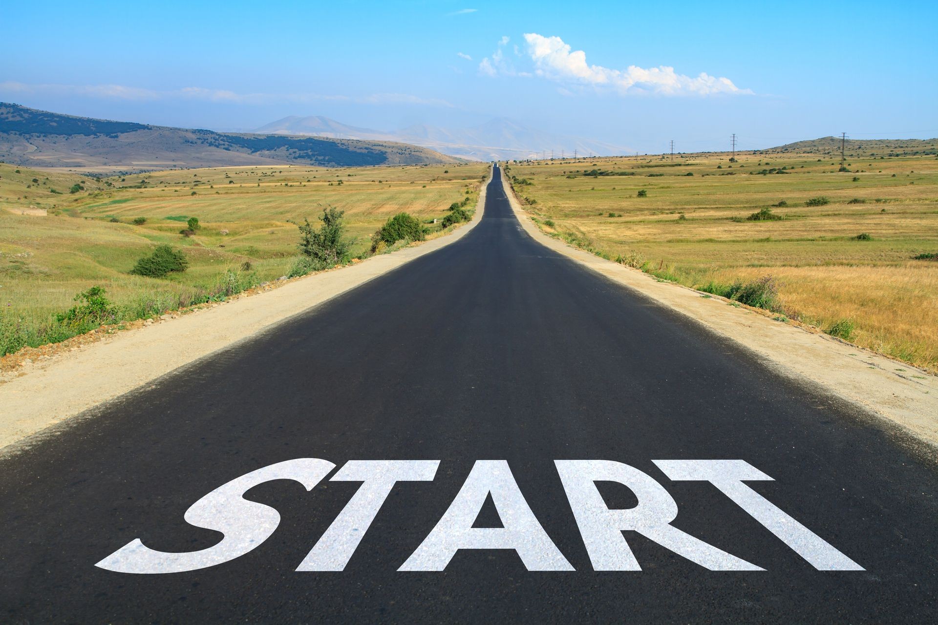 Start line on the highway concept for business planning, strategy and challenge or career path, opportunity and change.